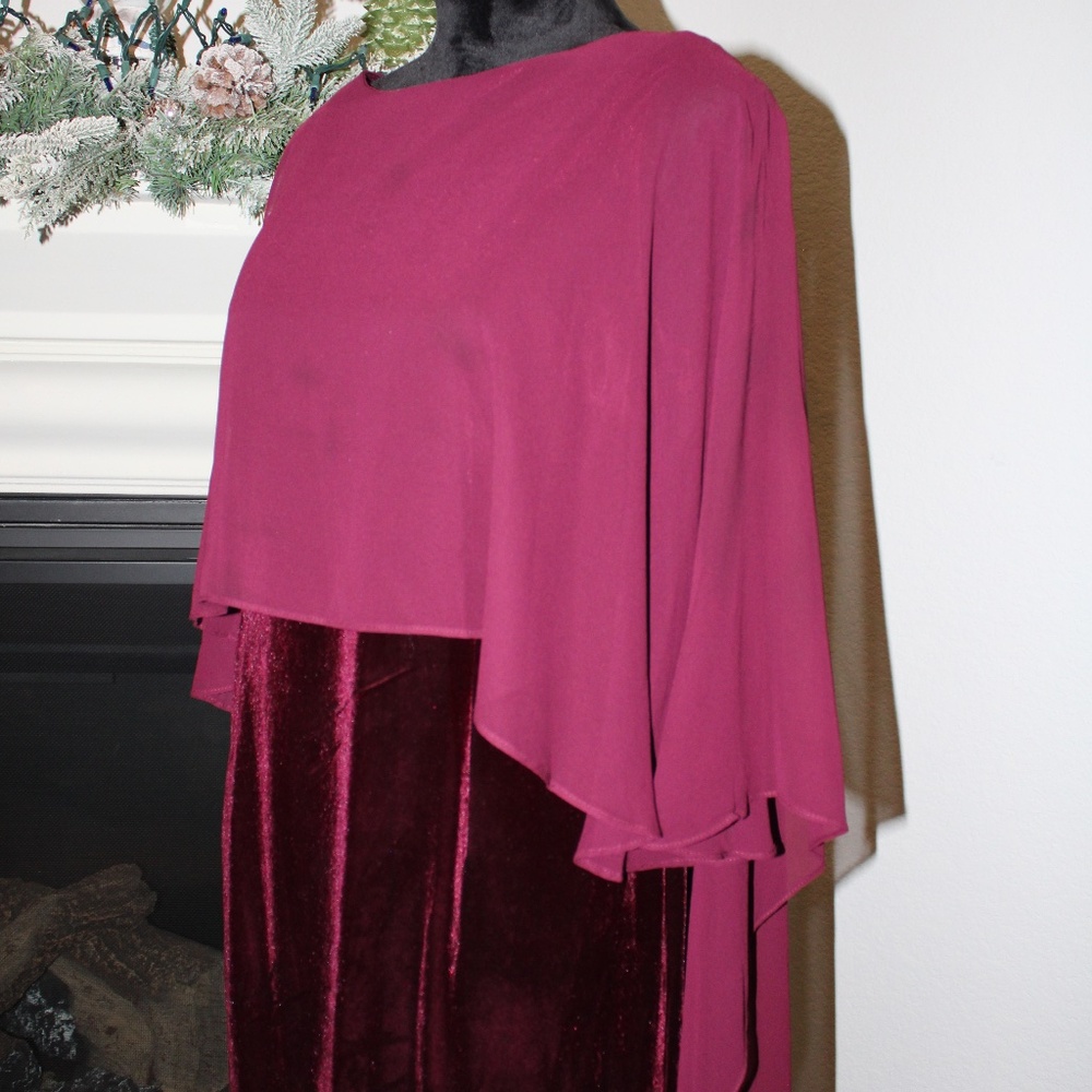 Addison Evenings Eggplant Velvet Dress Size: 10 Good Condition